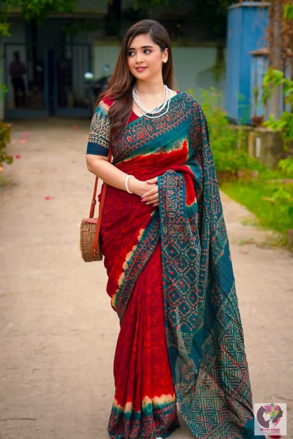 প্রিমিয়াম চান্দুরি সিল্ক শাড়ী + ব্লাউজ পিস (Code#DP-403) - Image 3