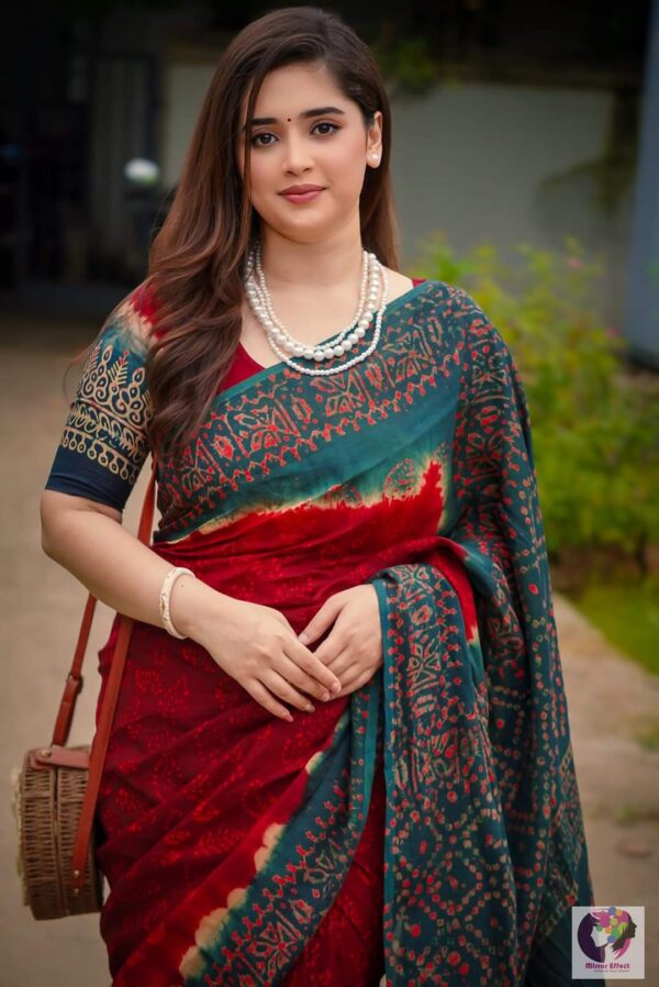 প্রিমিয়াম চান্দুরি সিল্ক শাড়ী + ব্লাউজ পিস (Code#DP-403) - Image 6