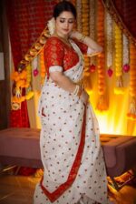 প্রিমিয়াম জামদানি সিল্ক শাড়ী + ব্লাউজ পিছ (Code#SK-405) - Image 8