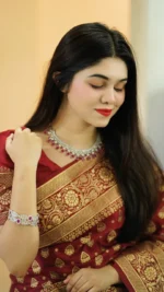 প্রিমিয়াম জাপানি সিল্ক কাতান শাড়ী + ব্লাউজ পিচ (#code-500) - Image 7