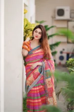 প্রিমিয়াম ডিজিটাল প্রিন্ট শাড়ী + ব্লাউজ পিচ (Code#DP-401) - Image 4