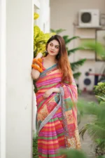 প্রিমিয়াম ডিজিটাল প্রিন্ট শাড়ী + ব্লাউজ পিচ (Code#DP-401) - Image 5