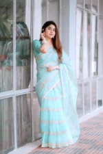 প্রিমিয়াম সেমি মসলিন শাড়ী + ব্লাউজ পিস (Code#SM-400) - Image 4