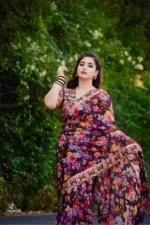 প্রিমিয়াম ইন্ডিয়ান সিল্ক পার্টি শাড়ী + ব্লাউজ পিস (Code#NB-25) - Image 5