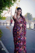 প্রিমিয়াম ইন্ডিয়ান সিল্ক পার্টি শাড়ী + ব্লাউজ পিস (Code#NB-25) - Image 11