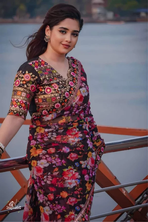 প্রিমিয়াম ইন্ডিয়ান সিল্ক পার্টি শাড়ী + ব্লাউজ পিস (Code#NB-25) - Image 10
