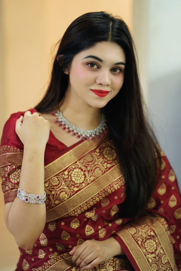 জাপানি সিল্ক কাতান শাড়ি+ ব্লাউজ পিস  (Code#JP-413) - Image 2