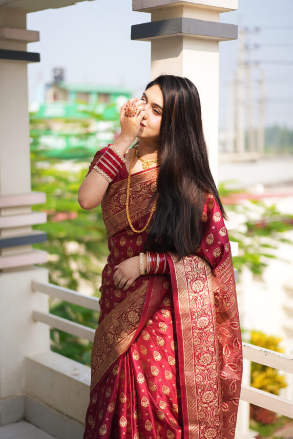 জাপানি সিল্ক কাতান শাড়ি+ ব্লাউজ পিস  (Code#JP-413) - Image 3