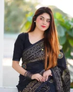 প্রিমিয়াম সেমি মসলিন শাড়ী + ম্যাচিং ব্লাউজ পিচ (Code#SM-419)