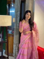 প্রিমিয়াম সেমি মসলিন শাড়ী + ম্যাচিং ব্লাউজ পিচ (Code#SM-416) - Image 4