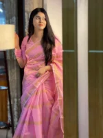 প্রিমিয়াম সেমি মসলিন শাড়ী + ম্যাচিং ব্লাউজ পিচ (Code#SM-416) - Image 5