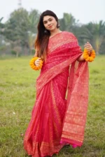 প্রিমিয়াম সেমি মসলিন শাড়ী + ম্যাচিং ব্লাউজ পিচ (Code#SM-414) - Image 2