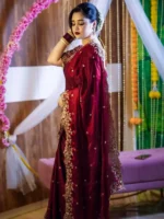 প্রিমিয়াম আফগানি সিল্ক শাড়িটির ( ব্লাউজ: ট্যাসেল লেসসহ ম্যাচিং আনস্টিচড বড় ব্লাউজ পিস ) - Image 4