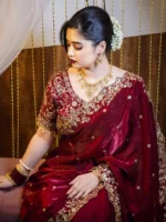 প্রিমিয়াম আফগানি সিল্ক শাড়িটির ( ব্লাউজ: ট্যাসেল লেসসহ ম্যাচিং আনস্টিচড বড় ব্লাউজ পিস ) - Image 3