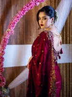 প্রিমিয়াম আফগানি সিল্ক শাড়িটির ( ব্লাউজ: ট্যাসেল লেসসহ ম্যাচিং আনস্টিচড বড় ব্লাউজ পিস ) - Image 5