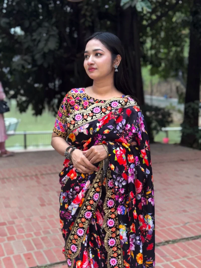 প্রিমিয়াম ইন্ডিয়ান সিল্ক পার্টি শাড়ী + ব্লাউজ পিস (Code#NB-25)