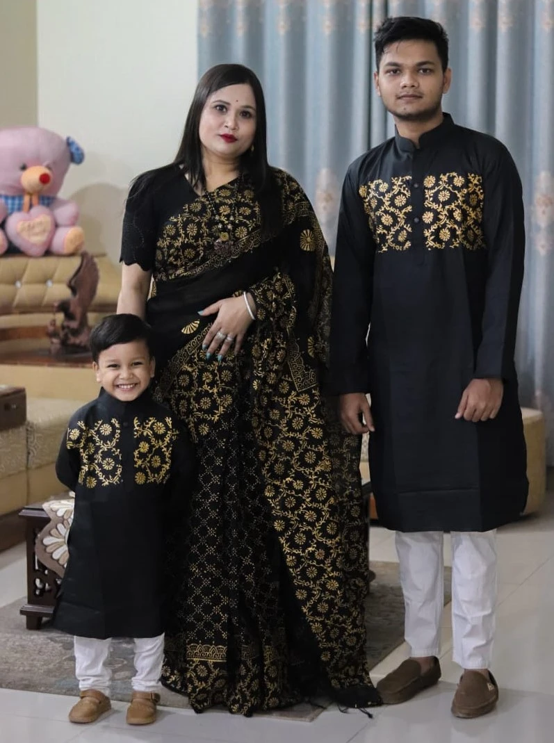 বাচ্চা সহ শাড়ি পাঞ্জাবি কাঁপল সেট BCP#01