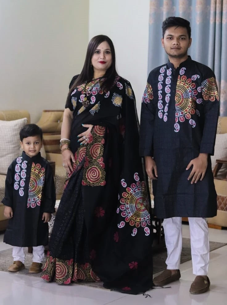 বাচ্চা সহ শাড়ি পাঞ্জাবি কাঁপল সেট BCP#03