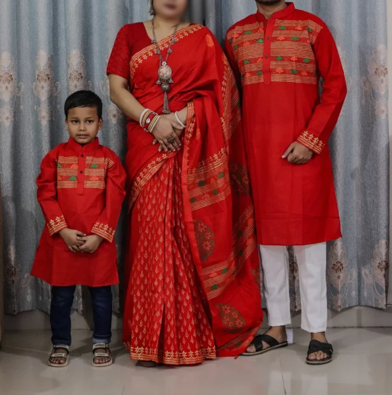 বাচ্চা সহ শাড়ি পাঞ্জাবি কাঁপল সেট BCP#08